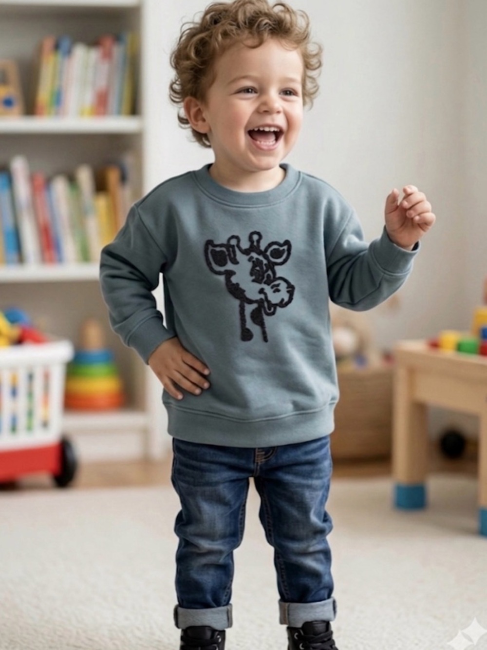 Bonobos Toys R Us Geoffrey Crew Neck Long Sleeve Solid kids size 6 VERY RARE